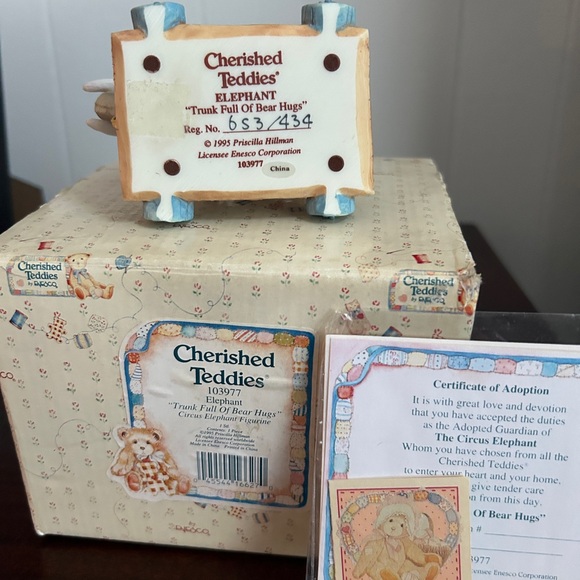 VINTAGE 1995 ENESCO “CHERISHED TEDDIES” ELEPHANT FIGURE- NEW IN BOX - Picture 7 of 11